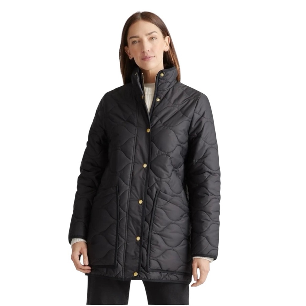 NWT Quince Featherless Quilted Long Puffer Jacket Black ⚫️ Size XL